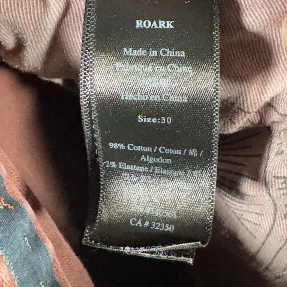 Roark Jeans Mens 30x30 Brown Red Hwy 133 Slim Straight‎ Broken Twill